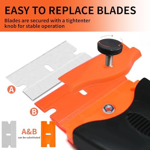 2 Pack Razor Scrapers with 50 Blades and 3 Wire Brushes Set