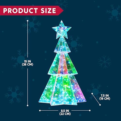 Joiedomi 15 In Prismatic Iridescent Christmas Tree Light Decorations