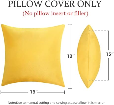 Pack Of 2 Waterproof Outdoor Pillow Covers 18x18 Inch Yellow