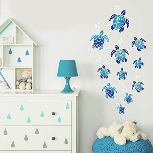 12 Pcs 3D Sea Turtle Wall Decals for Bathroom and Home