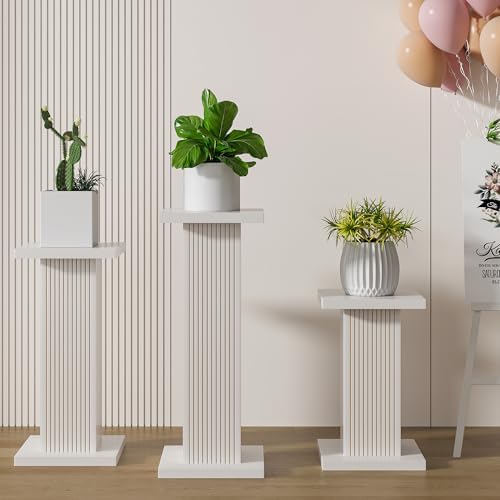 3-Pack White Wooden Plant Stands for Indoor Outdoor Use