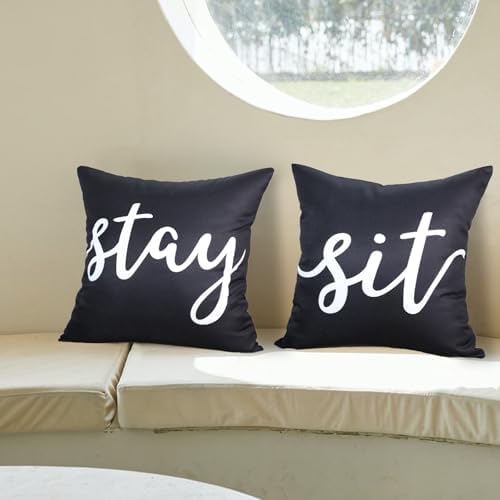 Hckot Set of 2 Outdoor Waterproof Throw Pillow Covers
