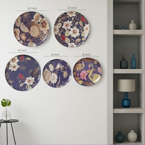 RITUALISTIC Oriental Blooms Iron Wall Art Plates Set of 5