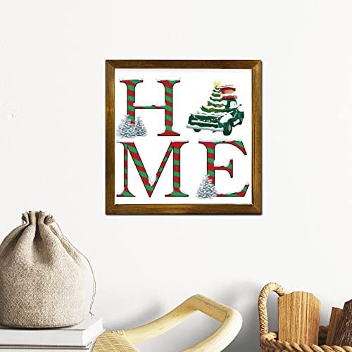 Christmas Candy Cane Wood Wall Sign 7x7 Inch