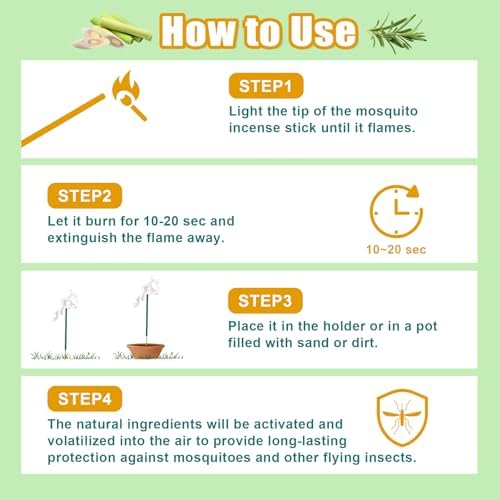 60 Pcs Natural Mosquito Repellent Incense Sticks