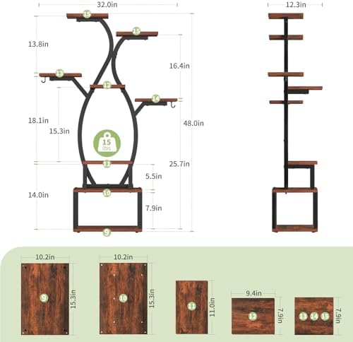 Uneedem 8 Tier Plant Stand with Grow Light