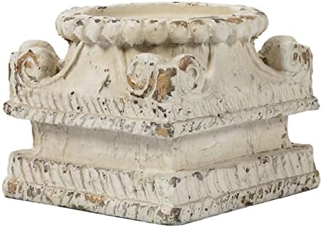 SOFE Distressed White Column Pedestal Stand for Decor