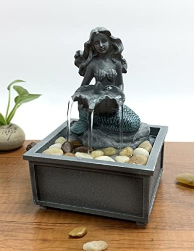 Natures Mark 7 Inch High Mermaid TableTop Fountain with Adapter