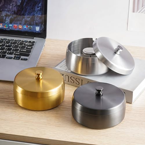 Stylish Stainless Steel Smell Proof Ashtray with Lid
