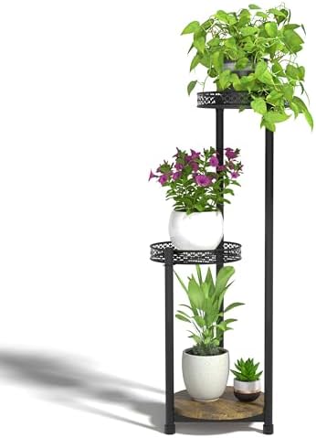 Plant Stand Indoor Outdoor 3 Tier Metal Wood Display Organizer