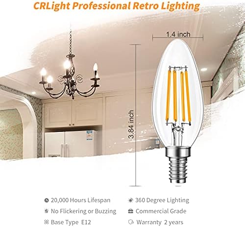 Qingmiao B11 E12 LED Candelabra Bulbs 4W Dimmable 12 Pack