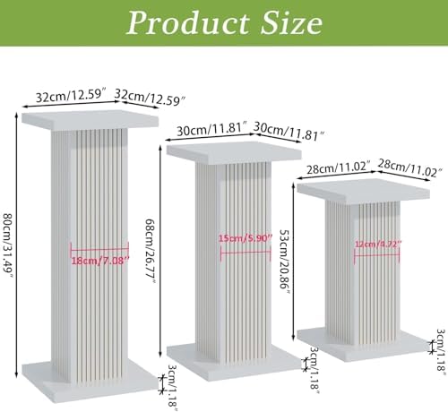 3-Pack White Wooden Plant Stands for Indoor Outdoor Use