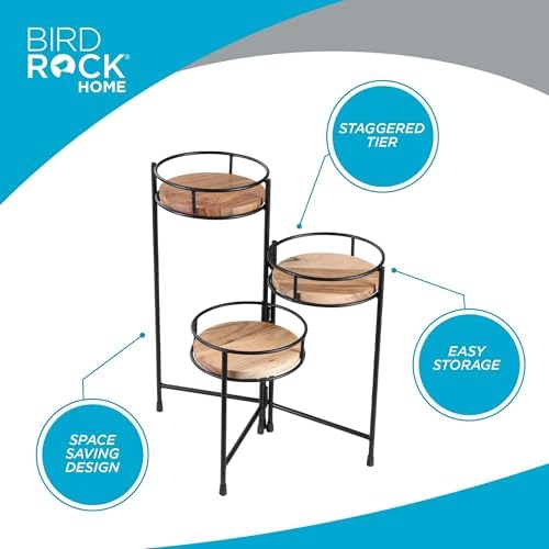 BIRDROCK HOME 3-Tier Plant Stand with Rubber Feet