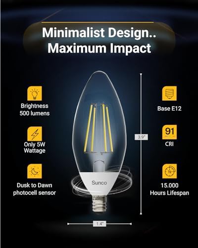 Sunco 6 Pack Dusk to Dawn LED Bulbs B11