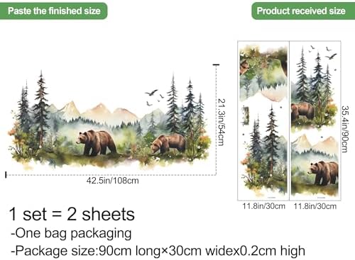 Large Jungle Animals Forest Tree Wall Decal - 2 Bears