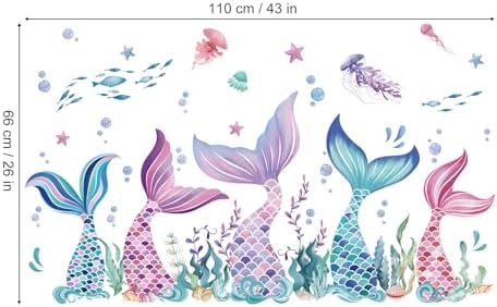 Wondever Mermaid Tail Wall Stickers Under the Sea