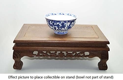 Rectangular Grey Rosewood Stand Oriental Style 13x8x4 Inch