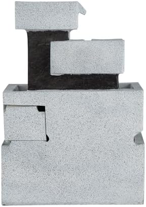Modern 4 Tier Block Fountain with LED Light