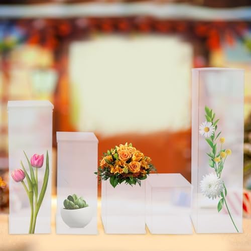5 Pcs Clear Acrylic Pedestal Display Stands for Decorations