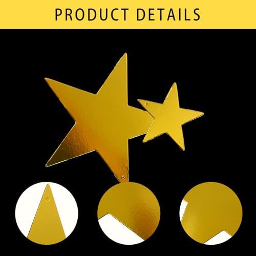 24pcs Gold Cardboard Stars Glitter Decorations for Valentines Day
