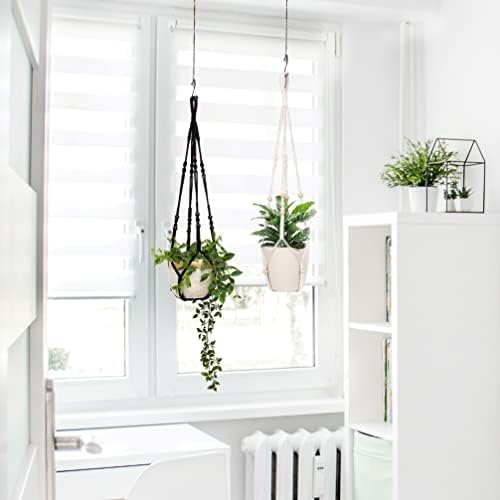 Macrame Plant Hanger Indoor Outdoor with Wood Beads 35 Inch 2pcs