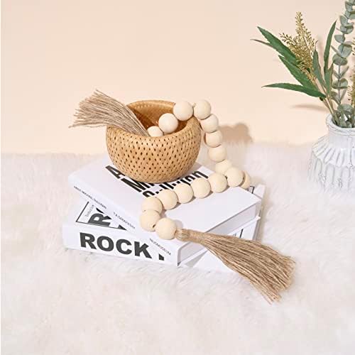 OMISHE 40 Inch Wood Bead Garland with Tassels