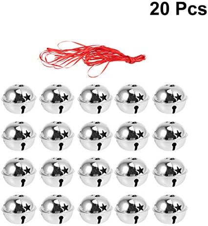 20pcs Silver Glitter Jingle Bells for Christmas Tree Decor