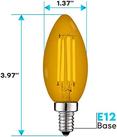 Luxrite E12 LED Filament Yellow Bulbs 45W 6 Pack