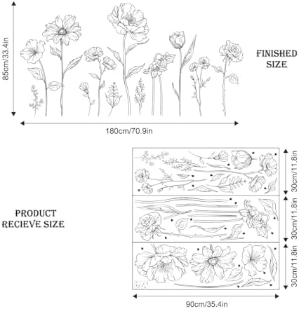 Supzone Large Black Boho Flower Wall Decals 3 Sheets 1