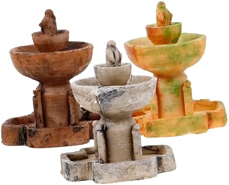3pcs Miniature Resin Fountain Decor for Garden and Home