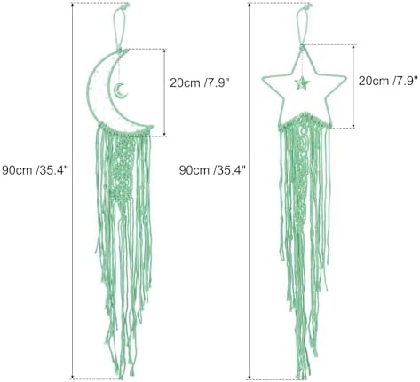 Uxcell 2 Pcs Star Moon Dreamcatcher Handmade Wall Hanging
