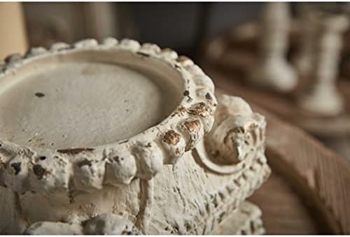 SOFE Distressed White Column Pedestal Stand for Decor