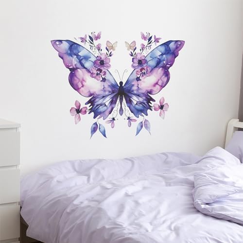 TUOKING Purple Butterfly Wall Stickers Removable Decal