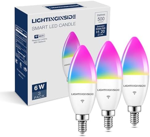 E12 Smart Led Bulbs 60W Equiv 500LM 6W RGBCW With Voice Control