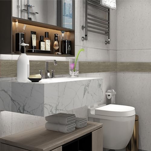 YESUS 10M Gray Oak Wood Grain Wallpaper Border