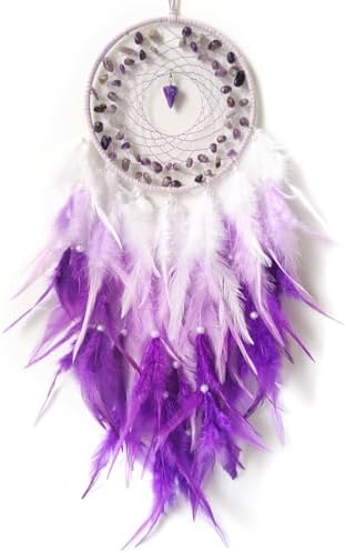 Purple Dream Catcher Wall Decor with Crystal Pendant