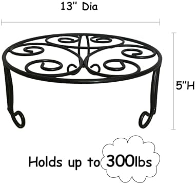 2 Pack 13 Inch Diameter Metal Plant Stands Heavy Duty Black
