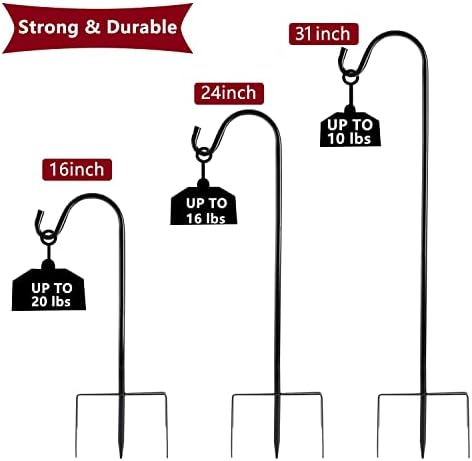 2 Pack Shepherd Hook 31 Inch Black Heavy Duty