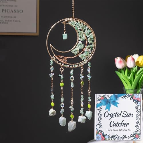 Dreamsum Dream Catcher with Green Fluorite Crystal Wall Decor