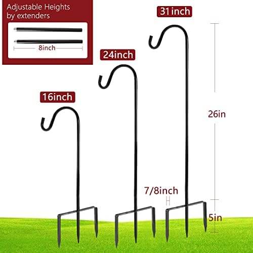 2 Pack Shepherd Hook 31 Inch Black Heavy Duty