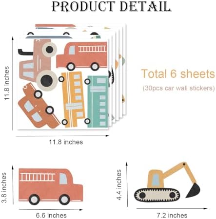 Watercolor Construction Vehicle Wall Decals for Boys