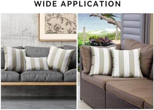 Western Home 2-Pack Waterproof Striped Throw Pillow Covers Beige Grey