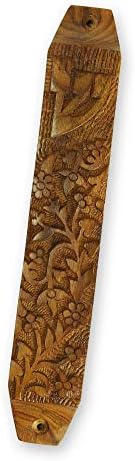 Prabhujis Gifts Wooden Mezuzah Case - Door Hanging Mezuzah with Scroll Holder