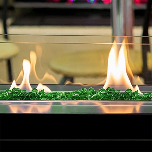 Mr Fireglass 12-Inch Polygon Fire Glass Emerald Green 10 Pounds