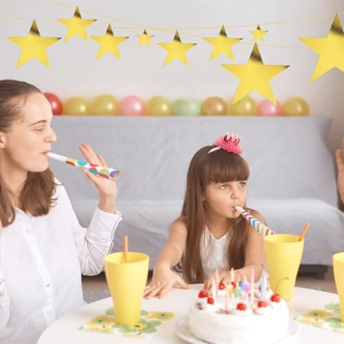 24pcs Gold Cardboard Stars Glitter Decorations for Valentines Day