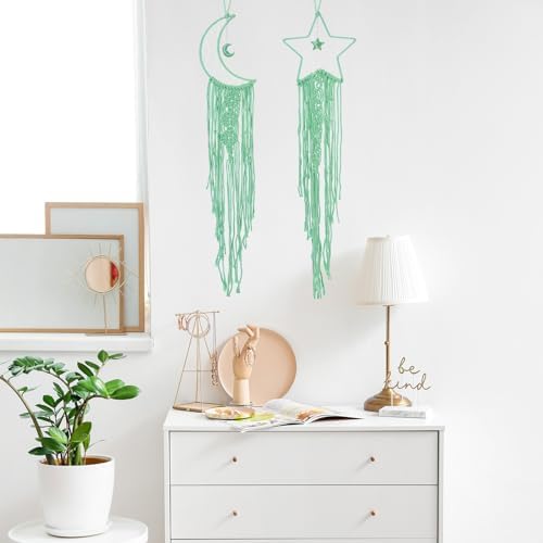 Uxcell 2 Pcs Star Moon Dreamcatcher Handmade Wall Hanging