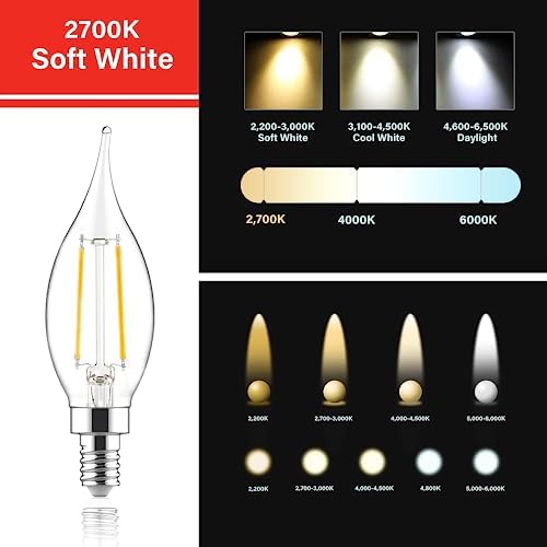 60W Equivalent Dimmable LED Chandelier Bulb 6 Pack