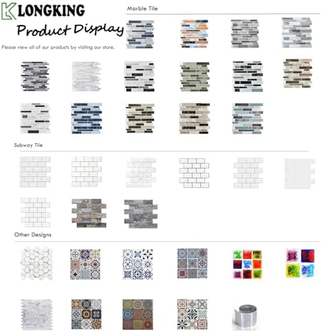 LONGKING Self-Adhesive Marble Tile Backsplash 10 Sheets