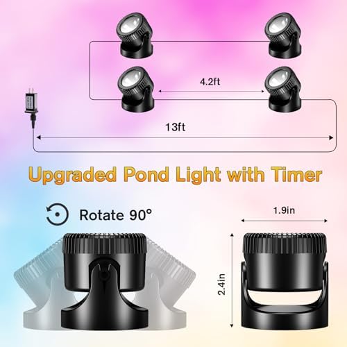 POPOSOAP 4-in-1 Warm White Underwater Pond Lights