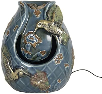 Foreside Home and Garden D9305 Blue Verdigris Hummingbird Fountain